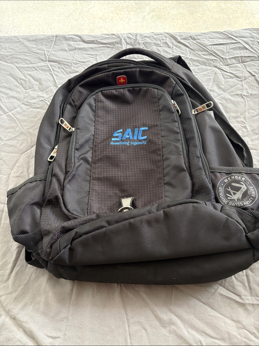 Wenger Black Backpack with Blue Logo